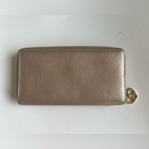 Gucci Metallic Zip-Around  Leather Wallet